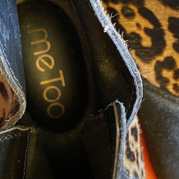 Me Too Zena 9 Black Suede Leopard Animal Print Pull On Ankle Bootie Shoes Sz 11M - Picture 10 of 12